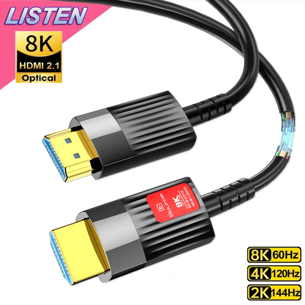 

Кабель HDMI 8K HDMI 2,1 волоконные кабели 10 м/15 м/20 м 8K 60 Гц 4K 120 Гц 2K 144 Гц HDR10 + HDCP для проектора телевизионной приставки P