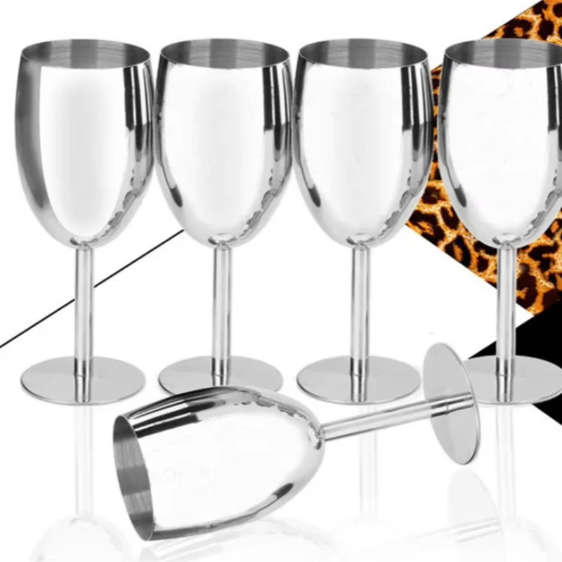 Stainless Steel Goblet for Red Wine, Standing Wine Cup, Bar Drinking Cup, 2 PCs/Lot, 250ml