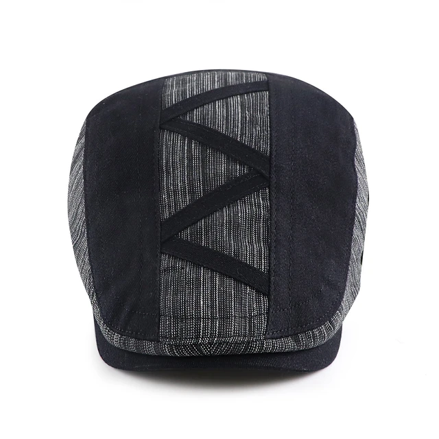 Classic Striped Beret Hat for Men Vintage Tweed Duckbill Cap Baker Boy Flat Peaked Hats Four Seasons Fashionable Matching Caps 2