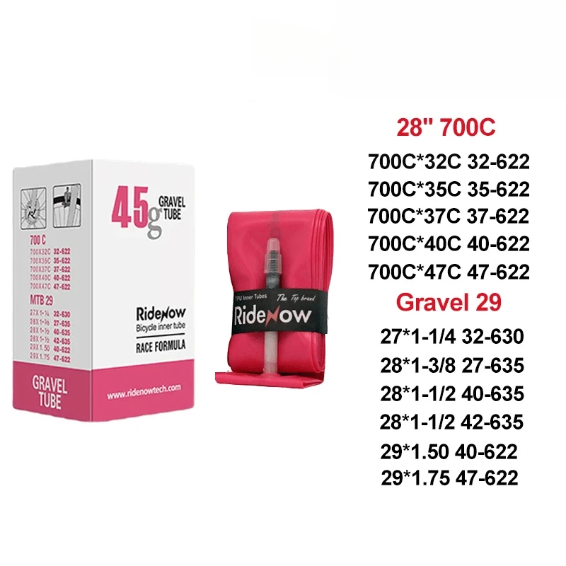 Description Picture 4 of itemRideNow TPU Bike Inner Tube 700C 700x18 23 25 28 32 35 37 40 47C Road Bicycle Tire MTB Bike Camera 29x1.5 1.75 TPU Inner Tube