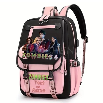 Zaino personalizzato Zombies 4 Stampa Zaini per ragazze per ragazzi Zaino per laptop con ricarica USB per adolescenti Zaino da viaggio per donna Mochila 1