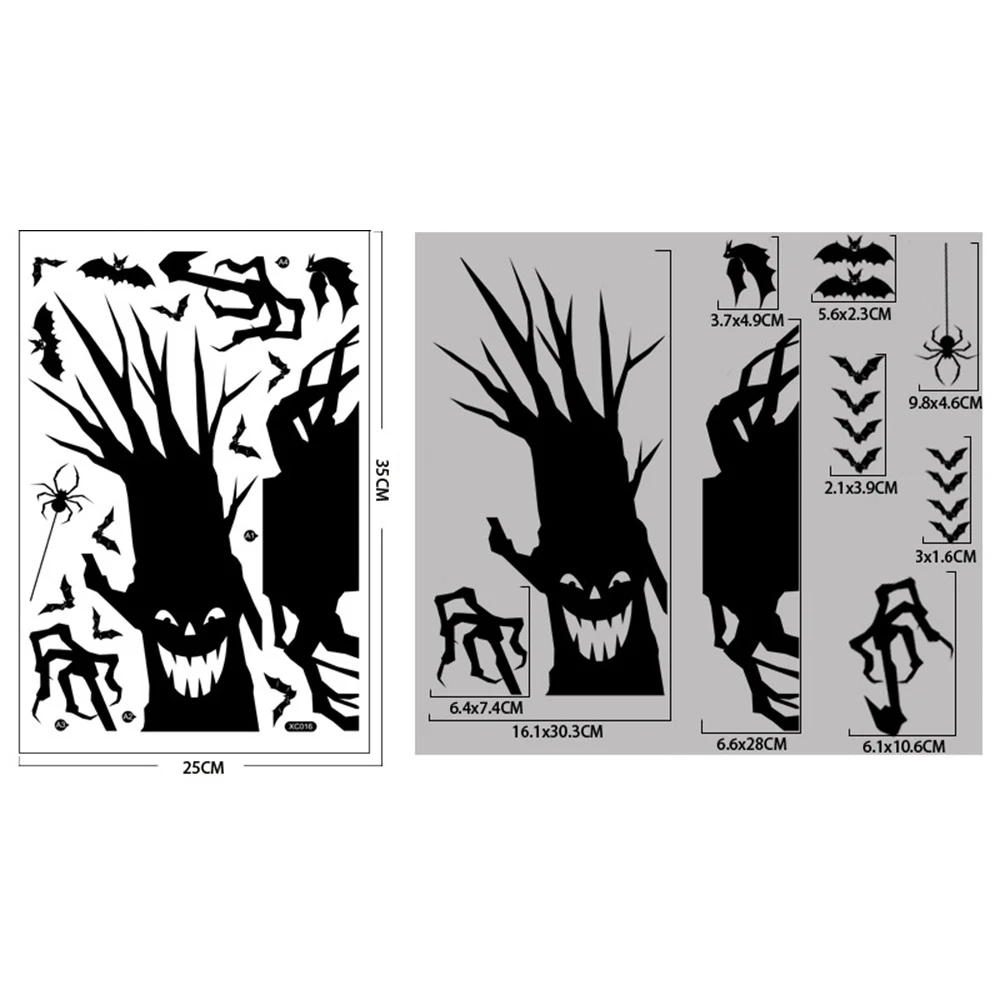 Halloween Fenster Aufkleber Riesen Geist Monster Skelett Horror Aufkleber Halloween Dekorationen Home Indoor elektro statische Aufkleber – Detail 7