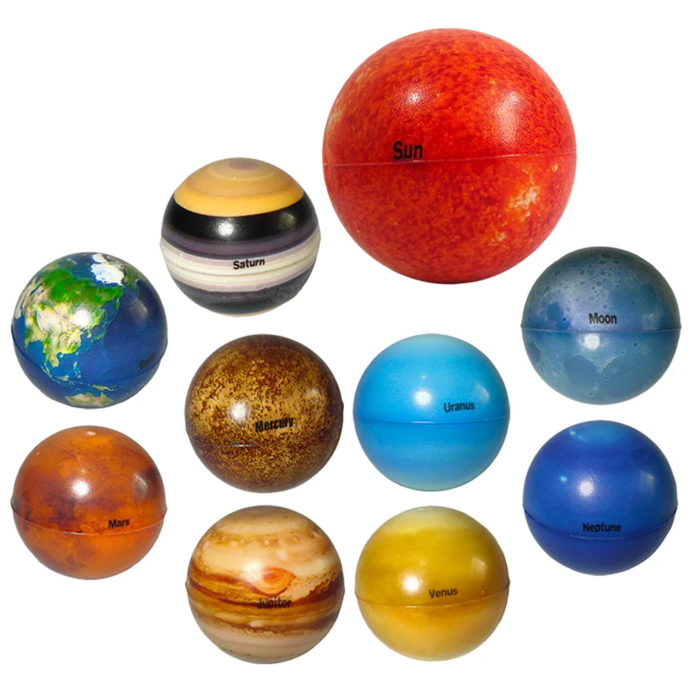 

10pcs Solar System Stress Balls Solar Planets Balls Kids Bouncy Ball Toys Squeeze Balls