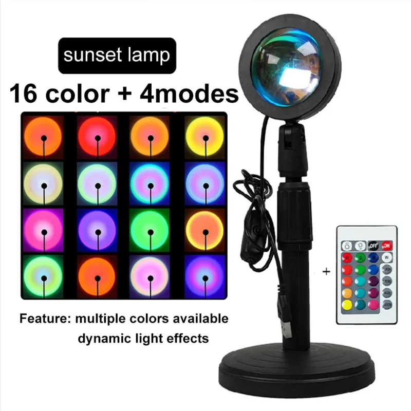 YouOKLight Lampada al tramonto, lampada di proiezione al tramonto, 16 colori, luminosità regolabile con telecomando, ricarica USB, luce notturna per
