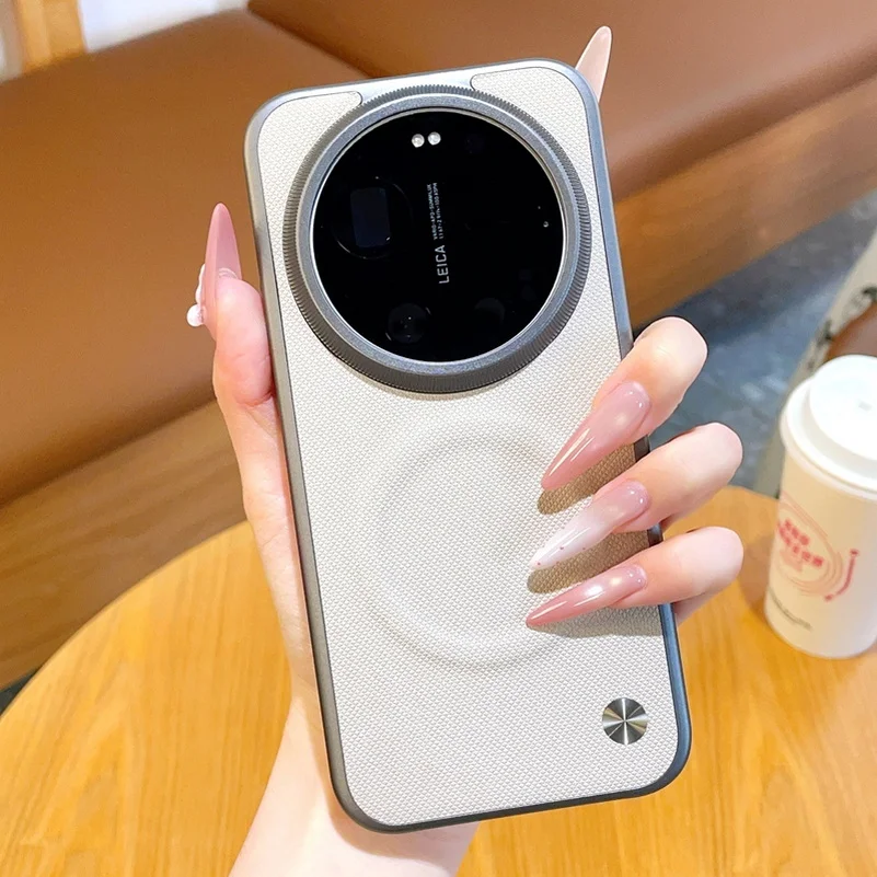 Luxury Textured Leather Case with Magnetic Ring Protective Cover