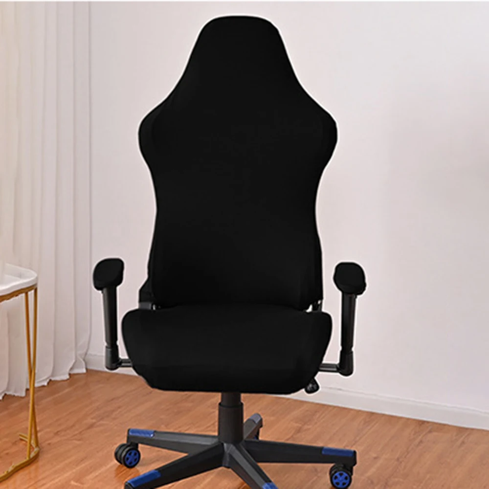 Chair Cover 1PC Black Milk silk solid color e-sports chair cover internet cafe sports seat chair cover dustproof elastic cover