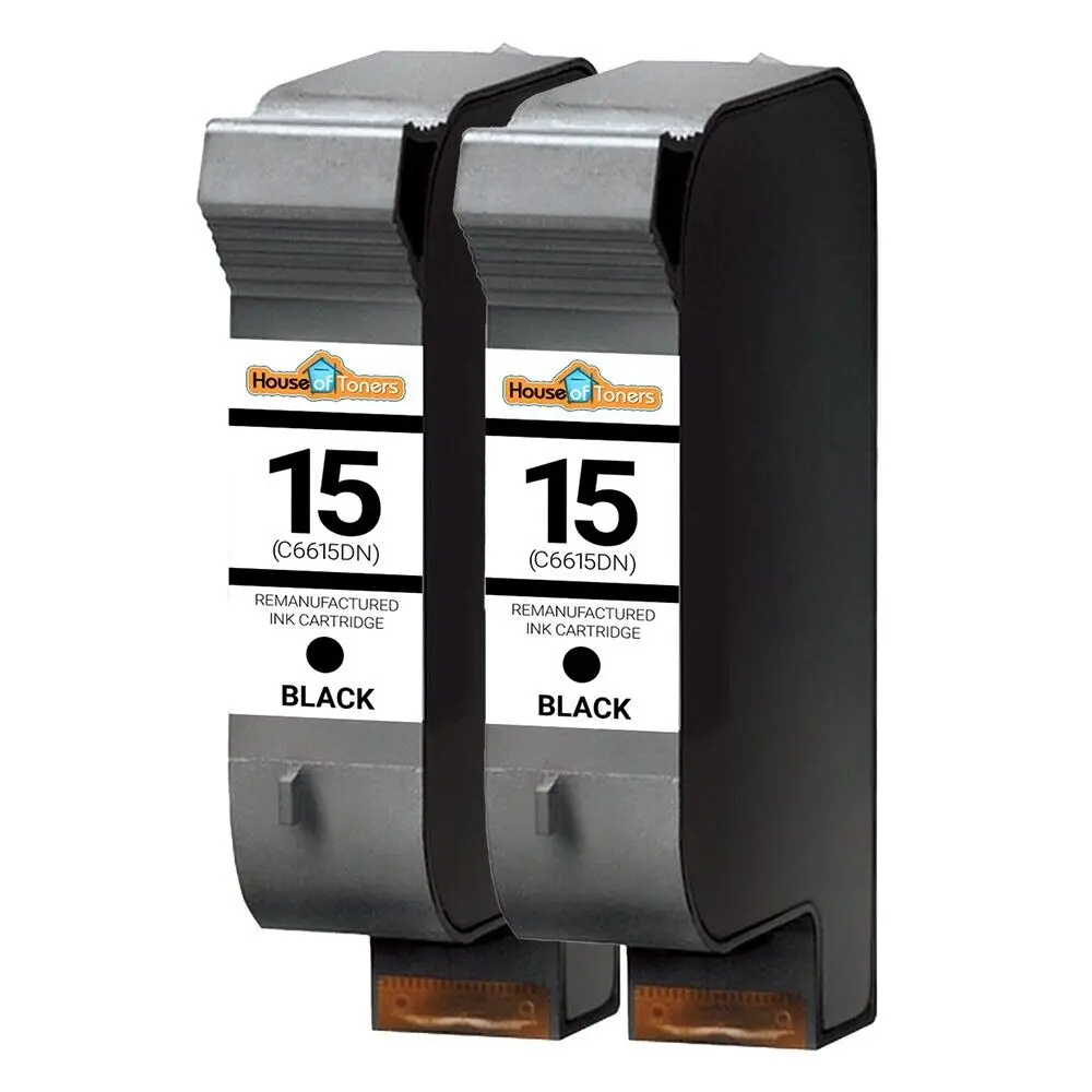 Remanufactured 2 Pack HP 15 Ink Cartridge for Deskjet 940/C/Cvr Color Copier 310