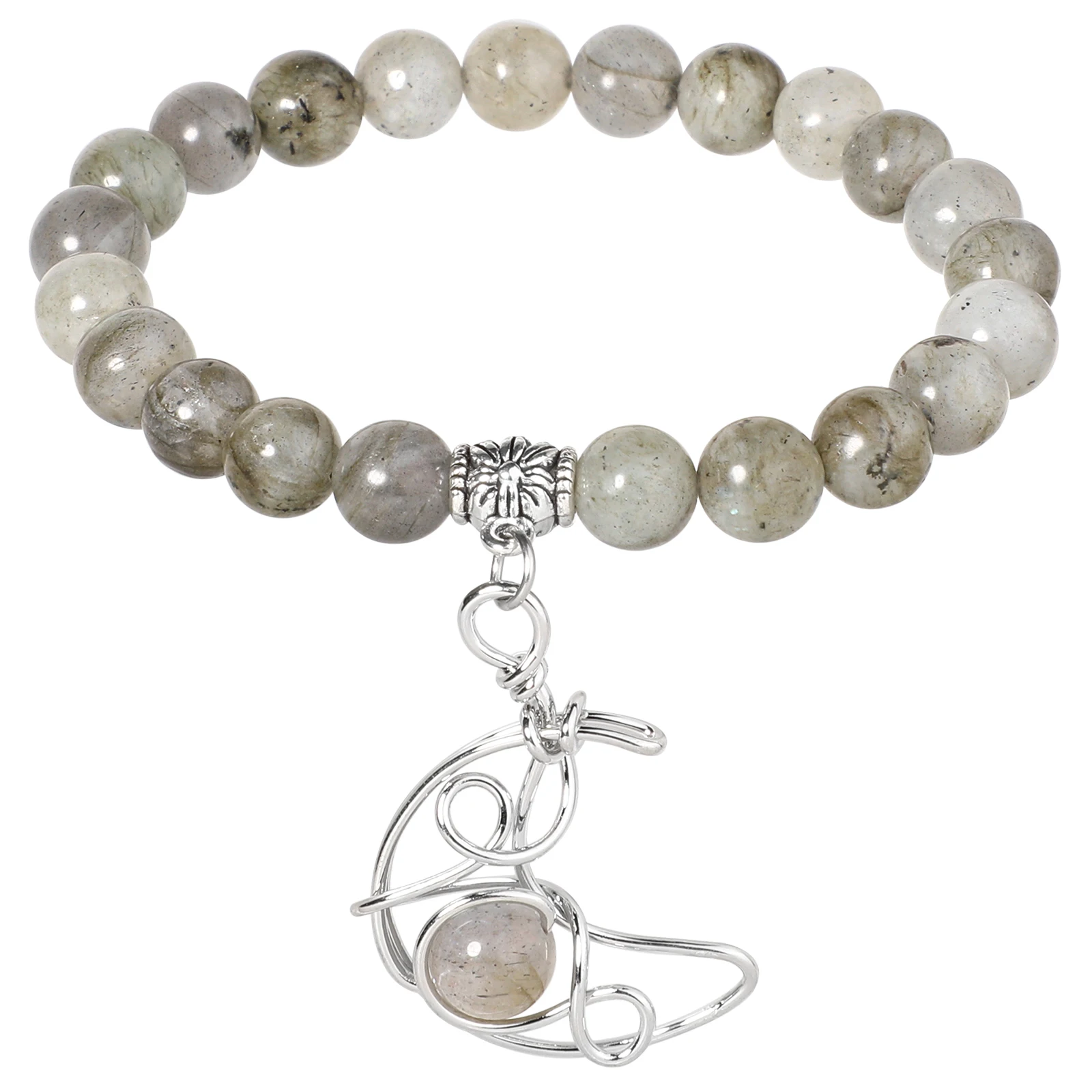 

Moon Charm Crystal Stone Bead Stretch Bracelet Crescent Shape Bangle For Women Jewelry