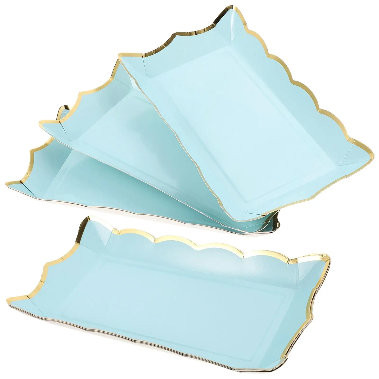 4 Pcs Square Paper Lace Plate Cardboard Serving Platters Cookie Candy Table Containers Blue Plates Trays Fruit Party 6