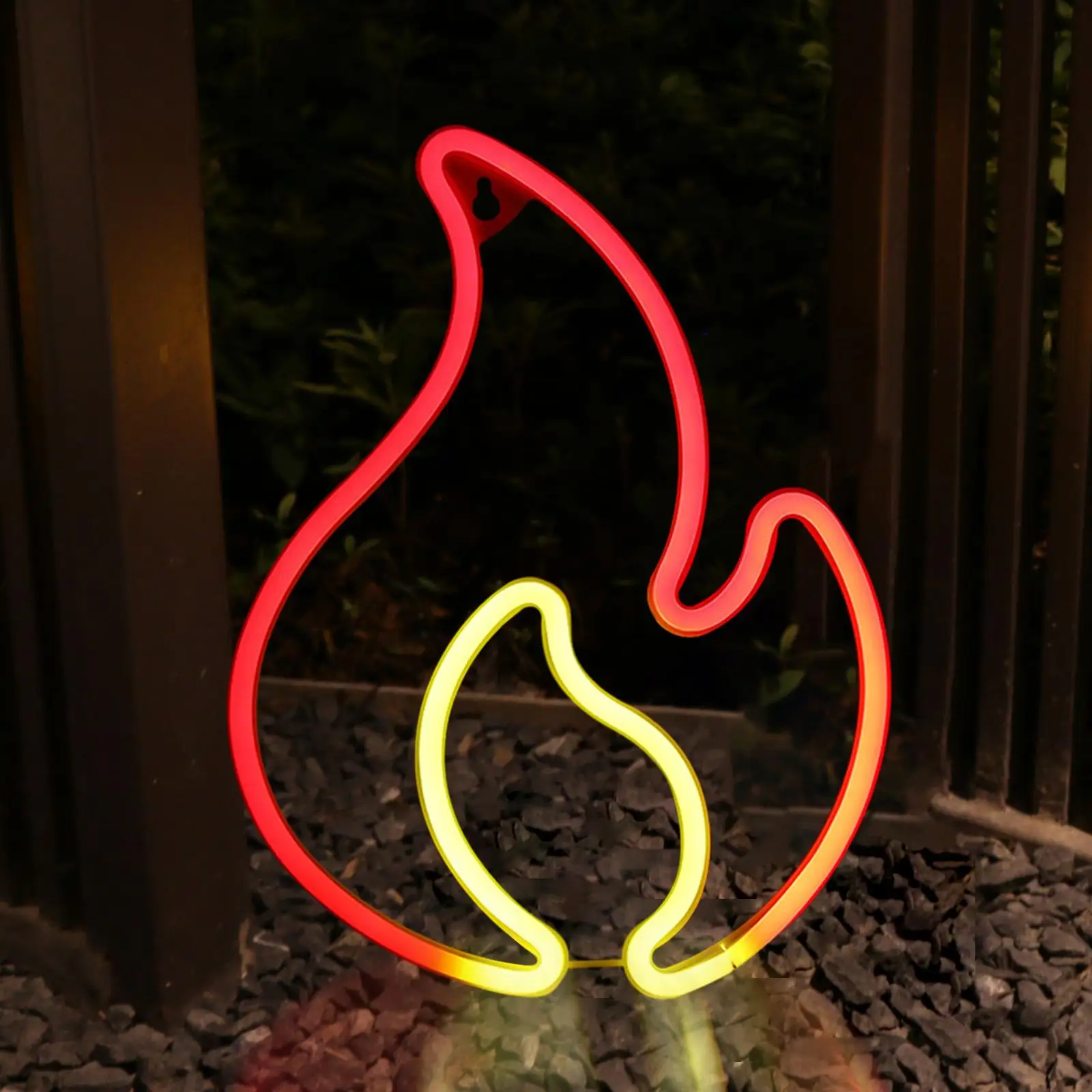 Flame LED Neon Sign Hanging Flame Shaped Light USB Powered Light up Signs Wall