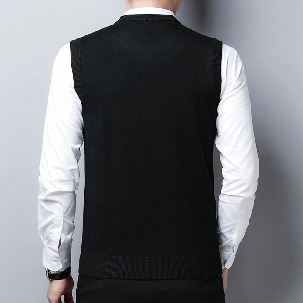

Men's Slim Fit Sweater Vest Solid Color Casual Fashion Knitted Tank Top Sleeveless Pullover Man Autumn Vest Tops