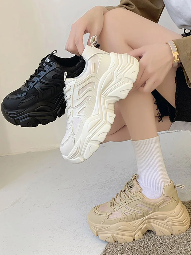 Женские массивные кроссовки Вулканизированная подошва высокая платформа