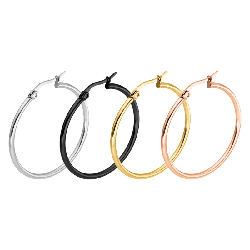 

Exaggerated Titanium Steel Hoop Earrings For Women Small Big Circle Smooth Ring Earring Stainless Steel Jewelry Accessories Gift