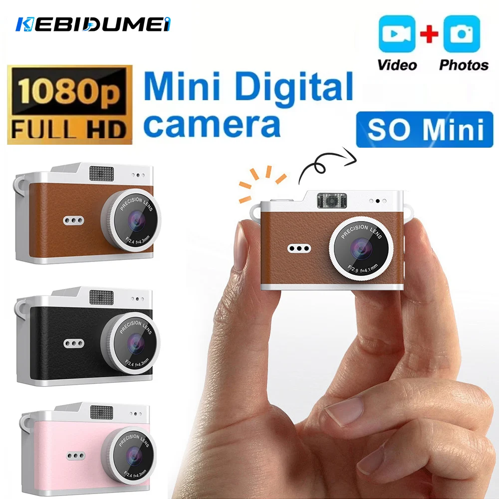 Videocamera Digitale KEBIDUMEI 1080P Retro CCD Mini Cam per Interni ed Esterni, Videocamera Sportiva Portatile Vintage Molto Piccola