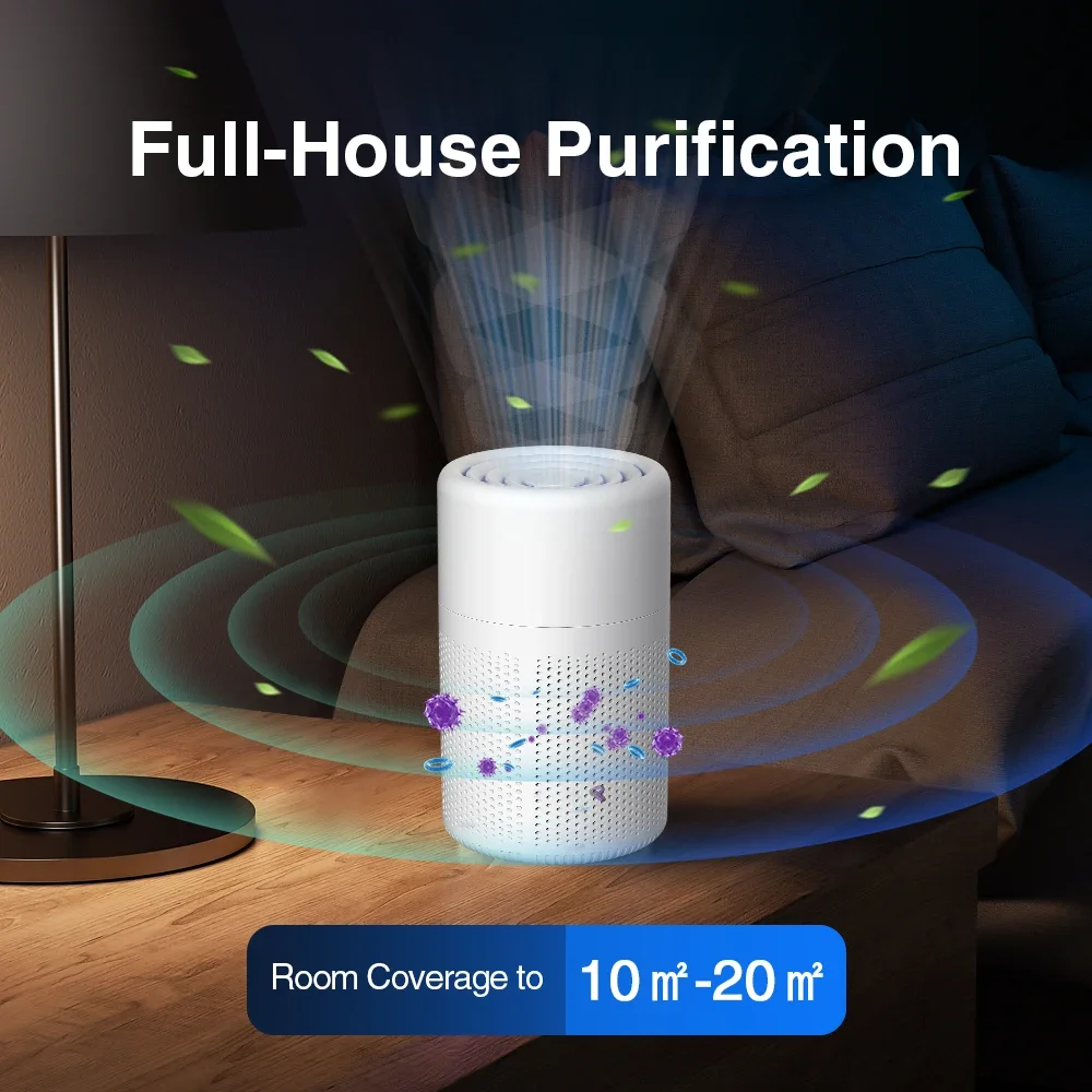 Air Purifier Desktop H13 HEPA Activated Carbon Negative Ion Type-C Portable Cleaner for Car Office Home Smoke Odor Formaldehyde 2