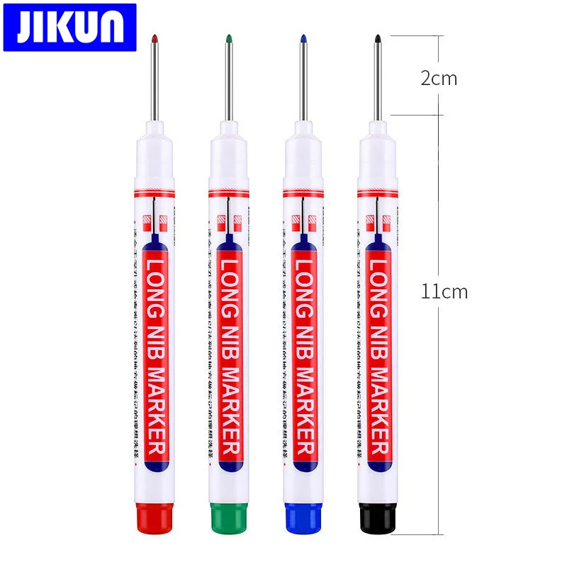 Long Head Oil Markers Pens Waterproof Multi-purpose Deep Hole Metal Thin Marker Pen Green/Red/Black/Blue Ink 4pcs