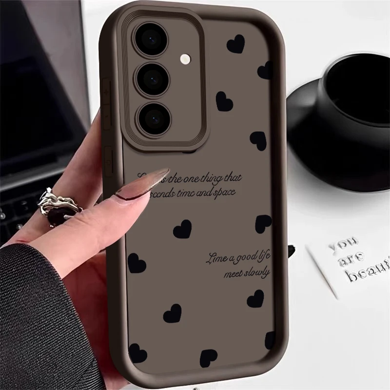 Luxury Black Love Heart Phone Case - Elegant Protective Cover