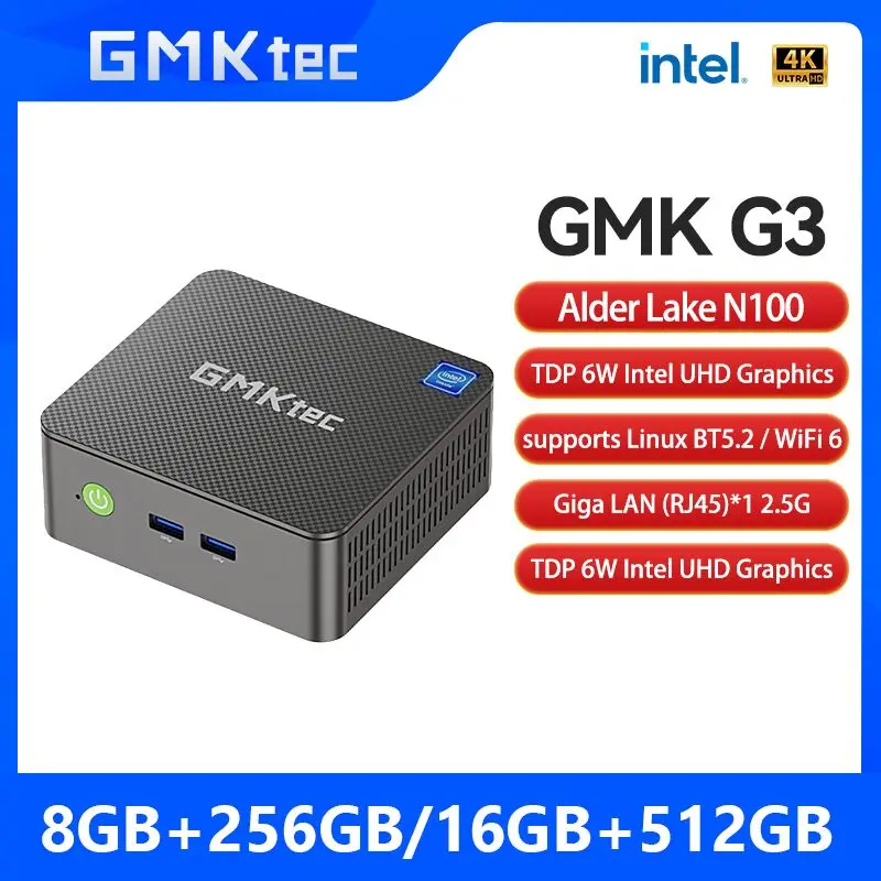 ミニPC GMKtec Nucbox G3 N100 16GB 256GB Intel N100搭載ミニPC「GMKTEC NucBox G3」- 16GB+512GB版でも約