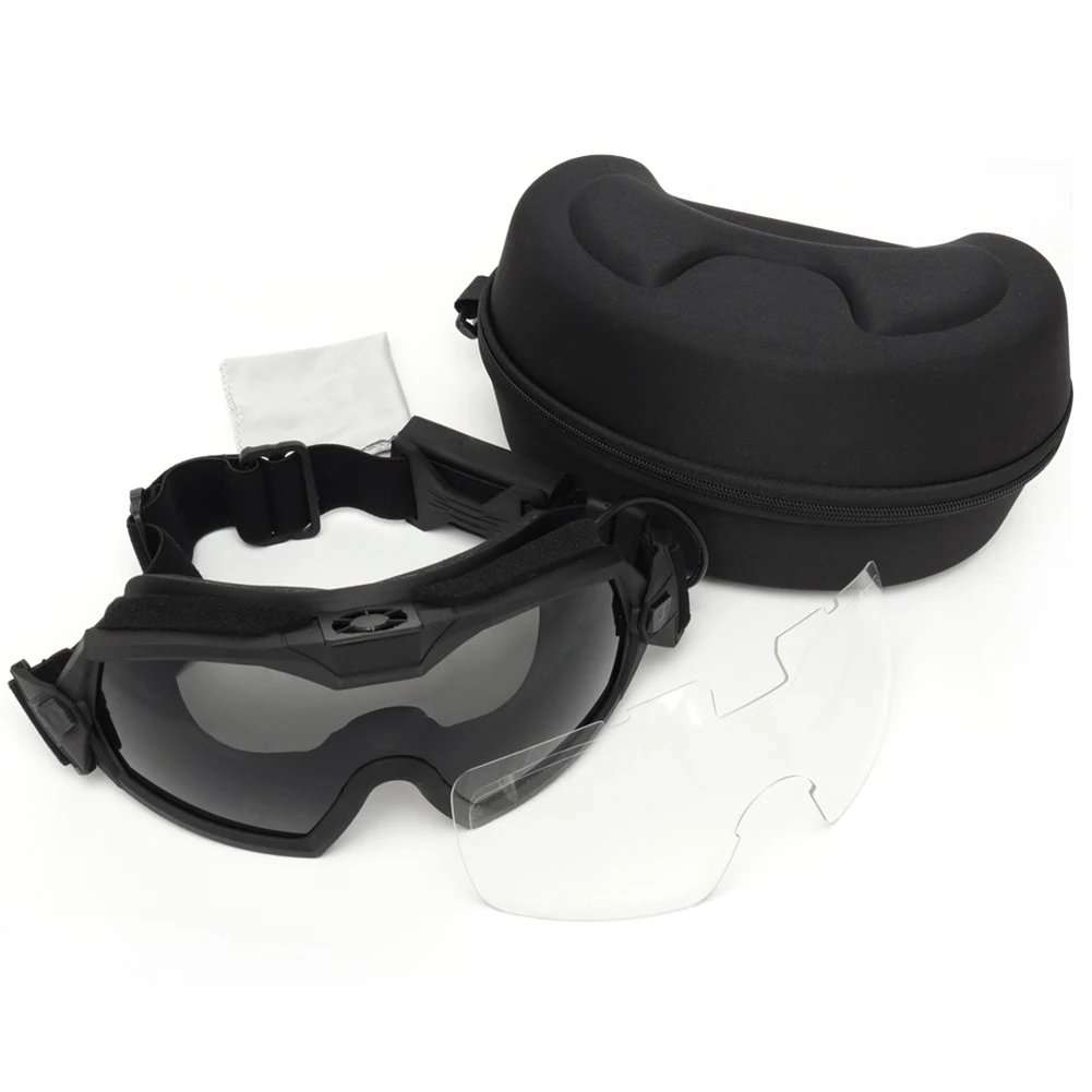 Airsoft-Gafas de Paintball para motocicleta, lentes transparentes con  microventilador, resistentes a los arañazos, gafas de