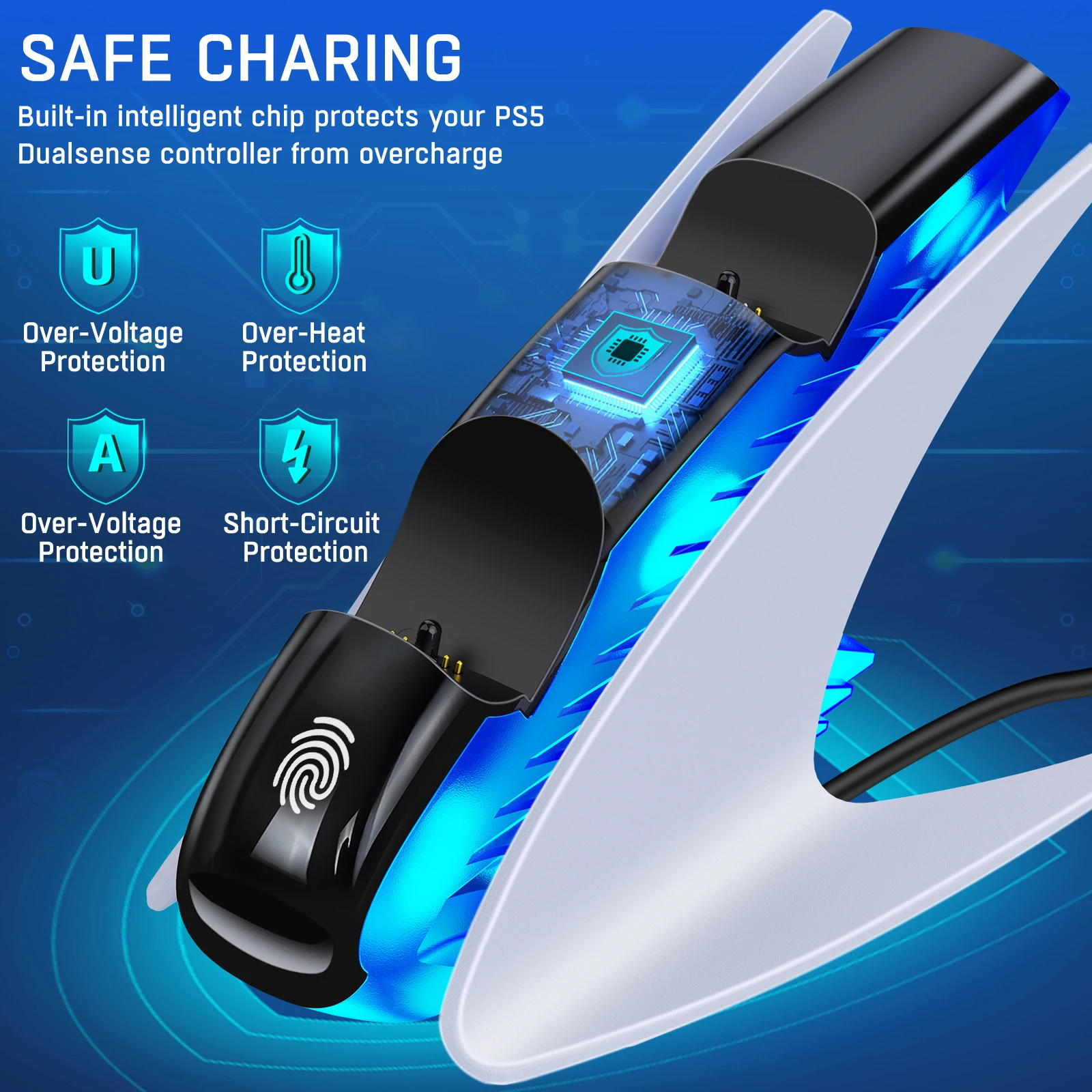 Dual Controller Charger For PS5 Charging Dock Station For Playstation 5 Dualsense Controllers with USB C Cable