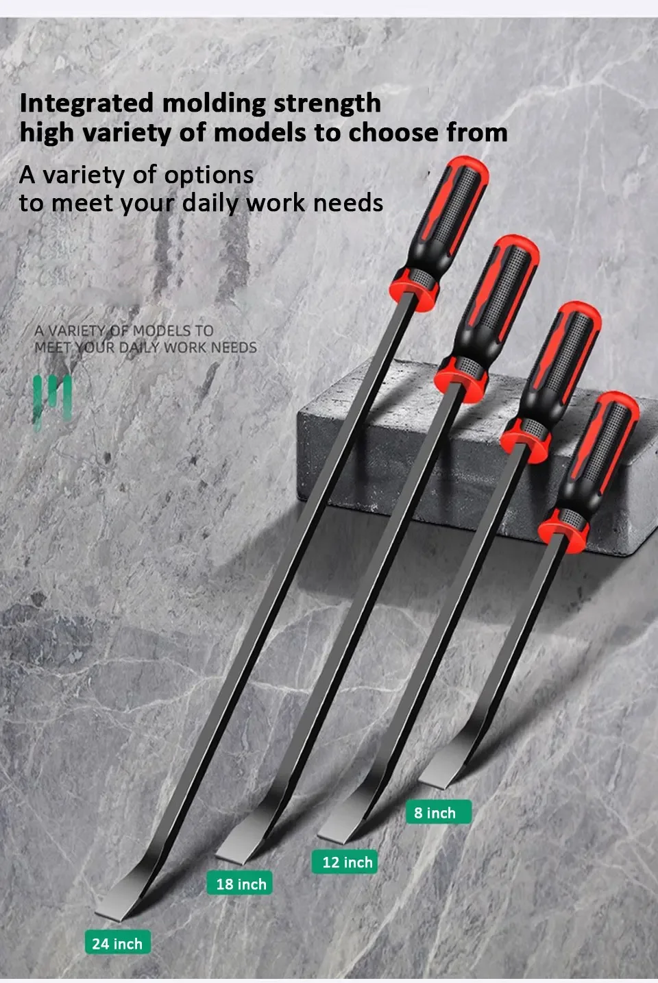Robuste Hebelstange, industrielles, verdicktes Reifen-Brecheisen-Set mit abgewinkeltem Ende und ergonomischen Griffen zum Heben und Neugierigen – Detail 10