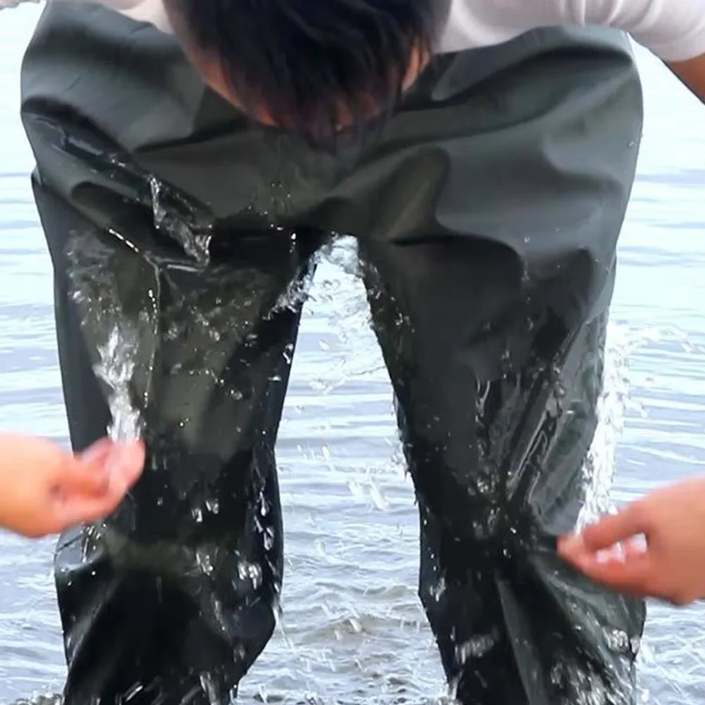 Adult Hooded Long Sleeve Wader Pants With Boots Gloves Set Outdoor Fishing Hunting River Tracing Gear Waterproof Overall For Men
