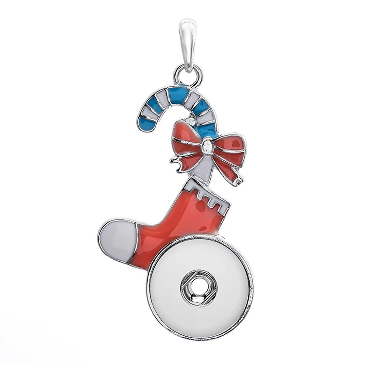 10pcs Snap Buttons Christmas Snowman Pendant 18mm Snap Jewelry Metal Christmas Trees Charms Diy Snap Necklace