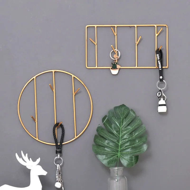 Золотистый Железный настенный держатель для ключей в скандинавском стиле, вешалки для пальто, украшение для дома, настенный крючок для ключей, креативная вешалка для шляпы, аксессуары для ванной комнаты