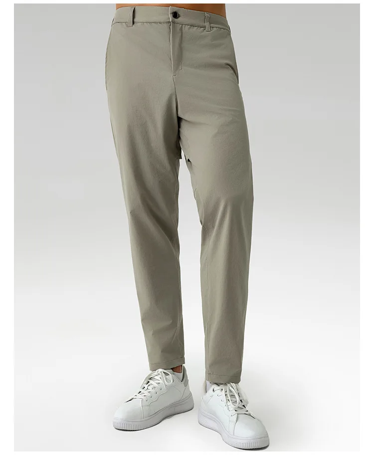 Men Thin Quick-drying Classic Four-sided Springing Casual Sweatpants With Hidden Zipper Pockets Solid Color For Men Pants 4