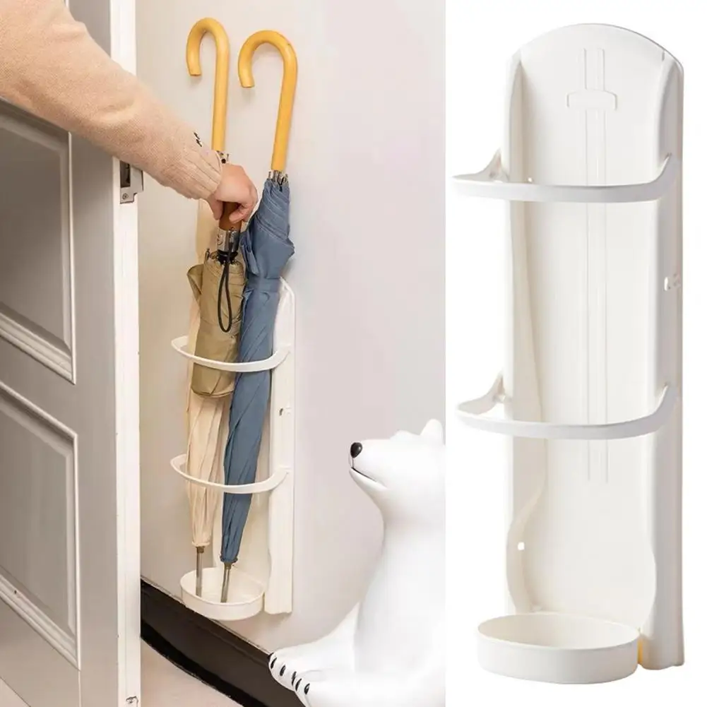 Umbrella Holder with Removable Drainboard Space-saving Umbrella Holder Adjustable Wall Mount Stand with Detachable