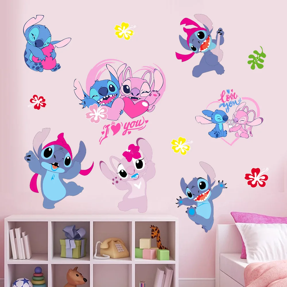 Cartoon Lilo & Stitch Wall Stickers For Kid's Room Living Room Bedroom