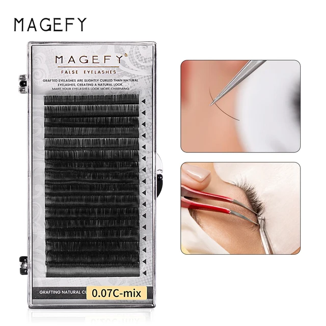 MAGEFY – extensions de cils synthétiques en vison, 16 rangées/étui, 8 ~ 15mm, mélange naturel Premium, fournitures d'extension de cils individuels, maquillage, Salon de beauté