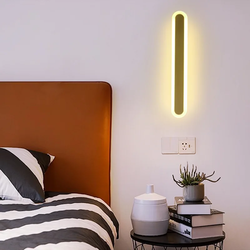 모던 LED 라인 벽 조명 알루미늄 아크릴 침대 옆 침실 거실 배경 복도 계단 베란다 램프, 40cm, 10W, 220V