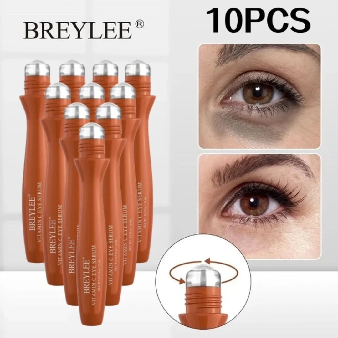 

10PCS BREYLEE Vitamin C Eye Serum 15ml Eye Moisturizing Roller Massage Remove Dark Circles Reduce Wrinkles Anti Aging Eye Care