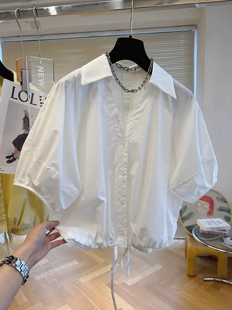 yori 24 years cotton scallop collar sleeveless blouse Tunics Shirts Tops Light blue F