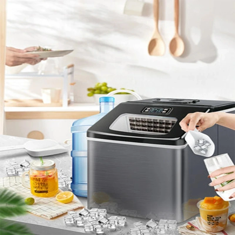 25kg/30kg Ice Machine Commercial Tea Shop Small Ice Maker Automatic Ice Making Machine Square Ice Cube Making Frozen Tool