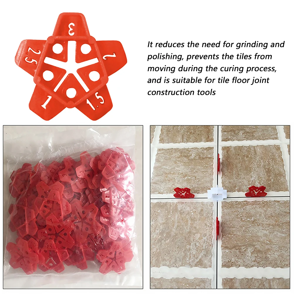 Tile Spacers Tile Leveling Tools 50pcs 5 in 1 Tile Spacer Plastic Ceramic Gap Locator Cross with 5 Specification Reusable Construction Tool for Floor Leveling