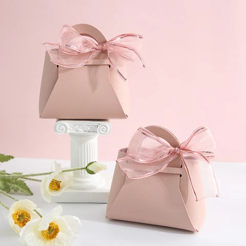 Gifts Box for Guests Newborn Gift Box Leather Distributions Bags Baby Shower Packaging Box Party Favors Child Candy Box