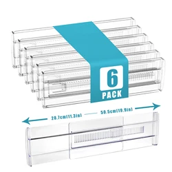 Adjustable Clear Expandable Drawer Organizers - Multi - Pack Option for Clothes and Kitchen Utensils (6 - PACK)