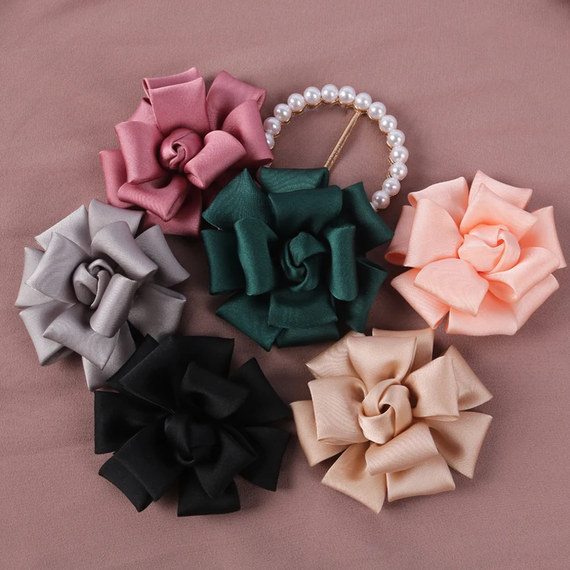 1pcs Handmade Organza Fabric Artificial Rose Flower Patch For Wedding Dress Hats Decor Corsage Headwear Accessories