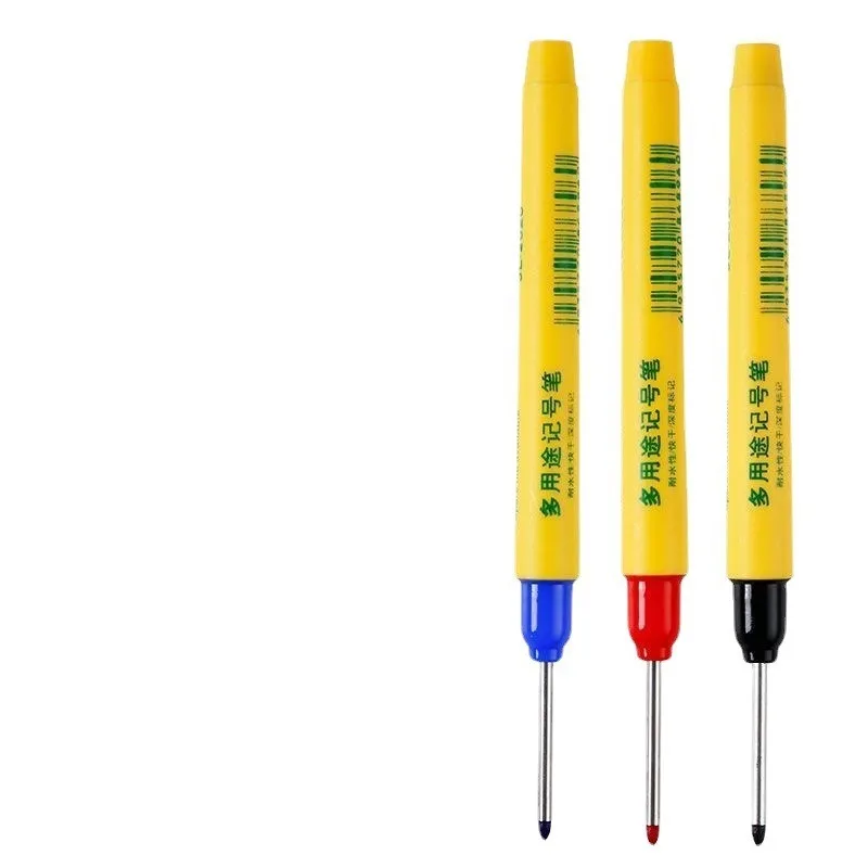 Long Headed Marking Pen, Red/blue/black Waterproof Woodworking Decoration, Deep Hole Multi-purpose Marking Tool, Convenient