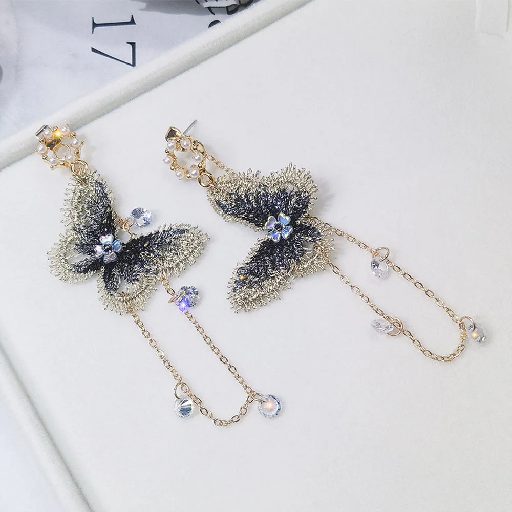 Butterfly Drop Earrings For Women 2022 Trending Elegant Korean Exquisite Trendy Chain Earrings Vintage Wedding Gifts
