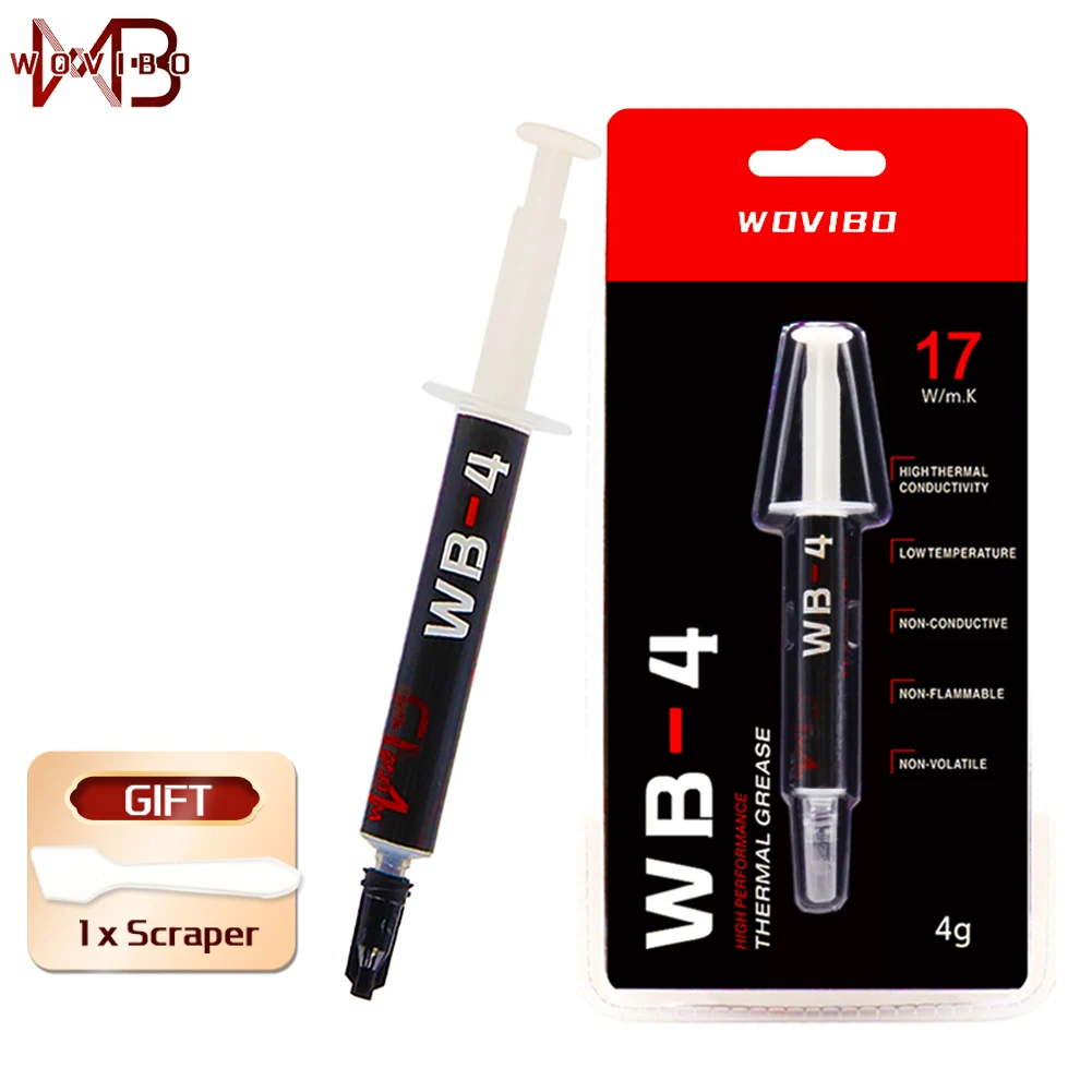 

Wovibo Thermal Grease Silicone Compound Thermal Paste WB-4 WB 4 4g 17 W /M-k for CPU GPU Printer HeatSink Cooling Cooler