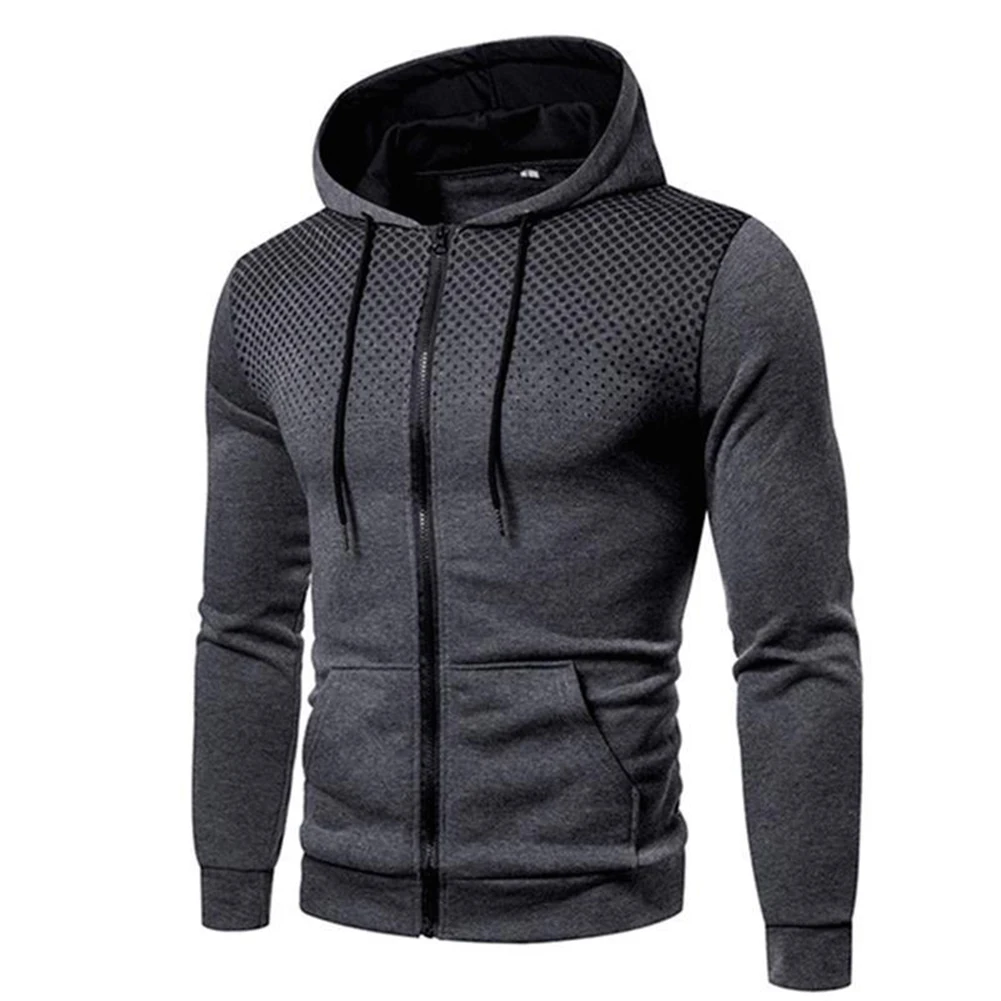 

Men Autumn Winter Casual Long Sleeve Zip Up Hoodies Jacket Tops Sweatshirt Coat Outwear Solid Sports Men's Cardigan Hooded