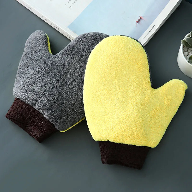 Double-sided Coral Fleece Car Wash Cleaning Gloves Window Door Wash Water Absorption Car Care Cleaning Gloves car Clean Tools