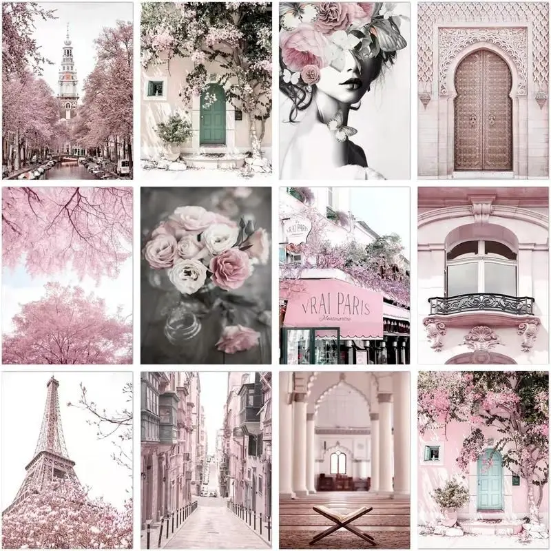 

GATYZTORY Coloring By Numbers Pink Landscape Drawing On Canvas Handpainted Art Gift Diy Oil Painting By Numbers Kits Home Decor