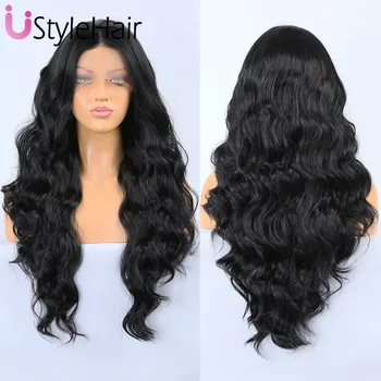 Black Lace Front Wig 13X4 Long Body Wave Synthetic Hair Heat Resistant Glueless Natural Hairline Daily Use Cosplay Wig for Women