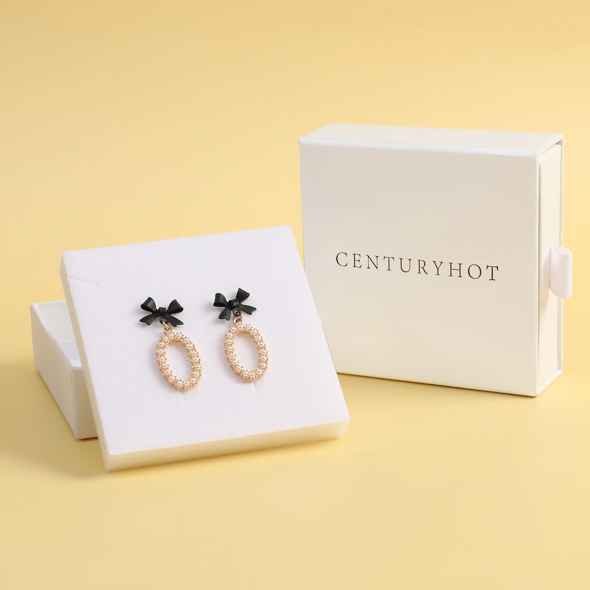 50-500pcsCustom Logo White Drawer Box Paper Cardboard Jewelry Box with Foam Inner Necklace Bracelet Ring Ring Earring Box