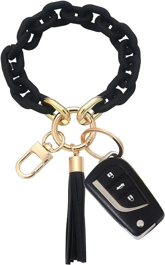 

Chunky Chain Link Wristlet Keychain Acrylic Bangle Key Ring Bracelet Key Chain Cute Boho Modern Car Keychain Holder