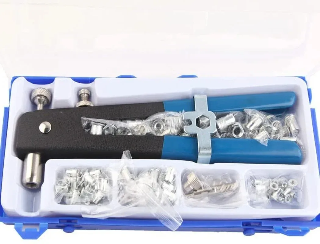 Rivet gun rivet nut tool rivet gun set rivet nuts set heavy duty blind rivet nut kit set riveter tool rivet nut gun thread hand riveter gun threaded insert tool 86pcs